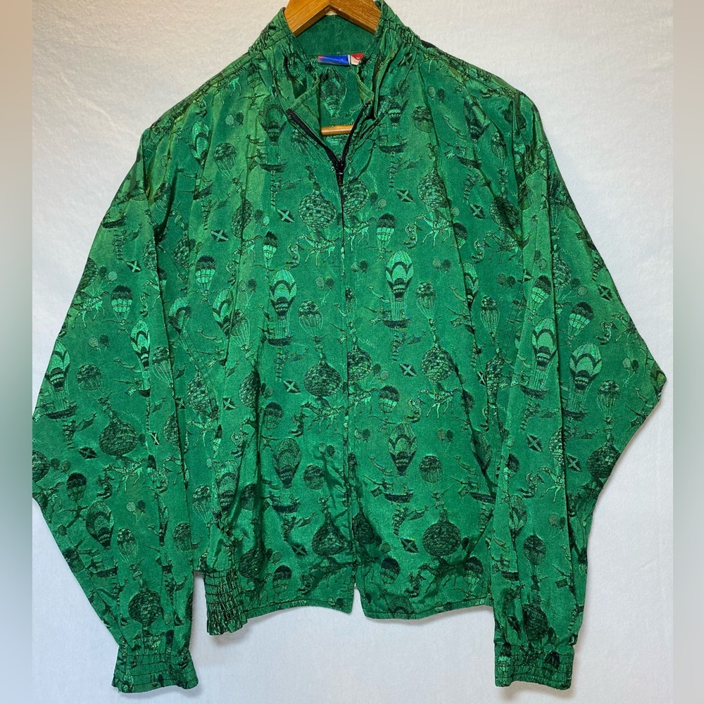 Vintage 90’s TAIL Windbreaker Jacket Green Fun Circus Embroidered Women’s Medium